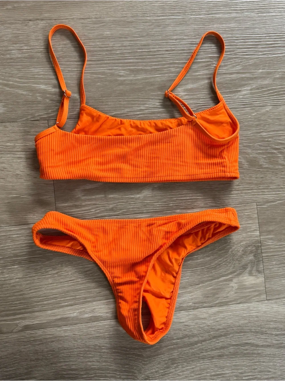 Frankie's Bikinis Orange Ribbed Bikini Set